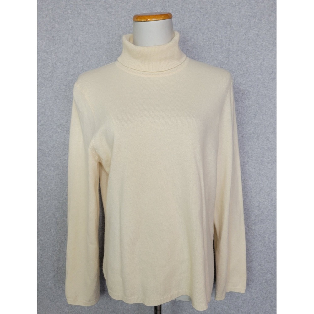 Charter Club Cream 100% Cashmere 2-Ply Turtleneck Sweater XL Ivory Long Sleeve